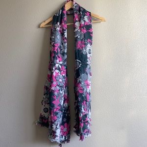 Pink and grey scale floral scarf